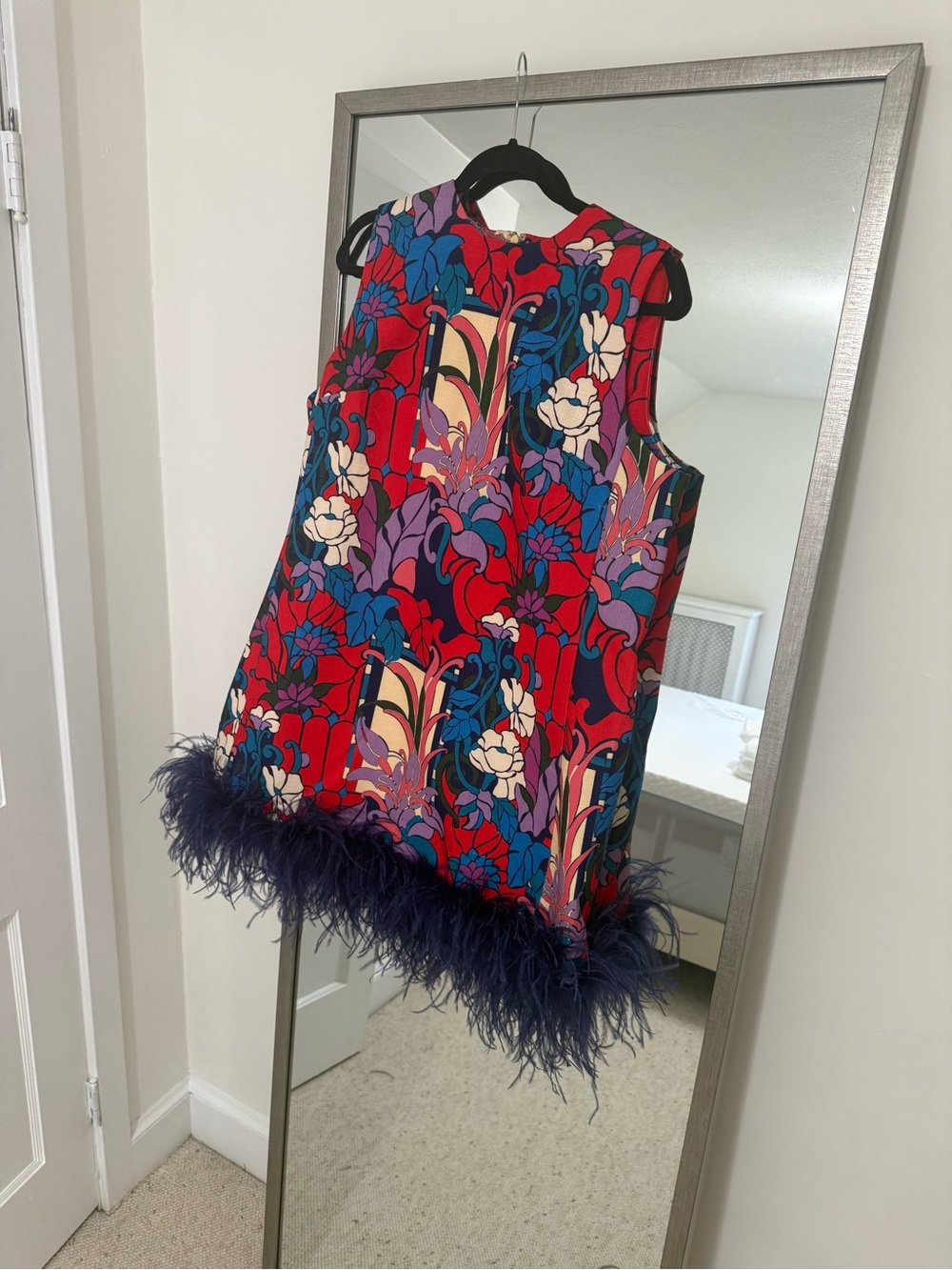 Tuckernuck Red Floral Feather-Hem Dress